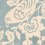 Chandra Area Rug Light Teal and White Bird and Floral