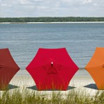 Telesope Tension Umbrellas Maroon Red Orange