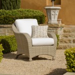 Wicker Telesope Tan Chair with White Cushions